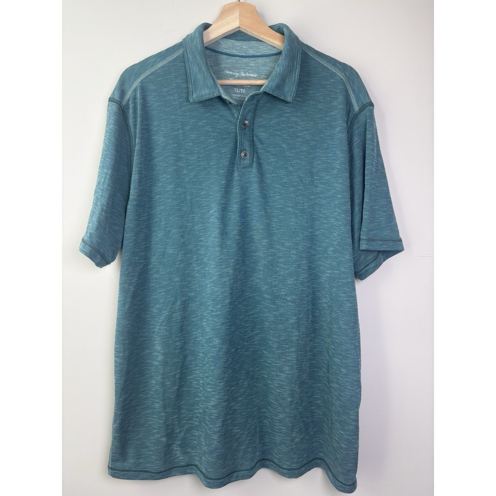 Mens Tommy Bahama Island Zone Polo Size XL/TG Heathered Teal